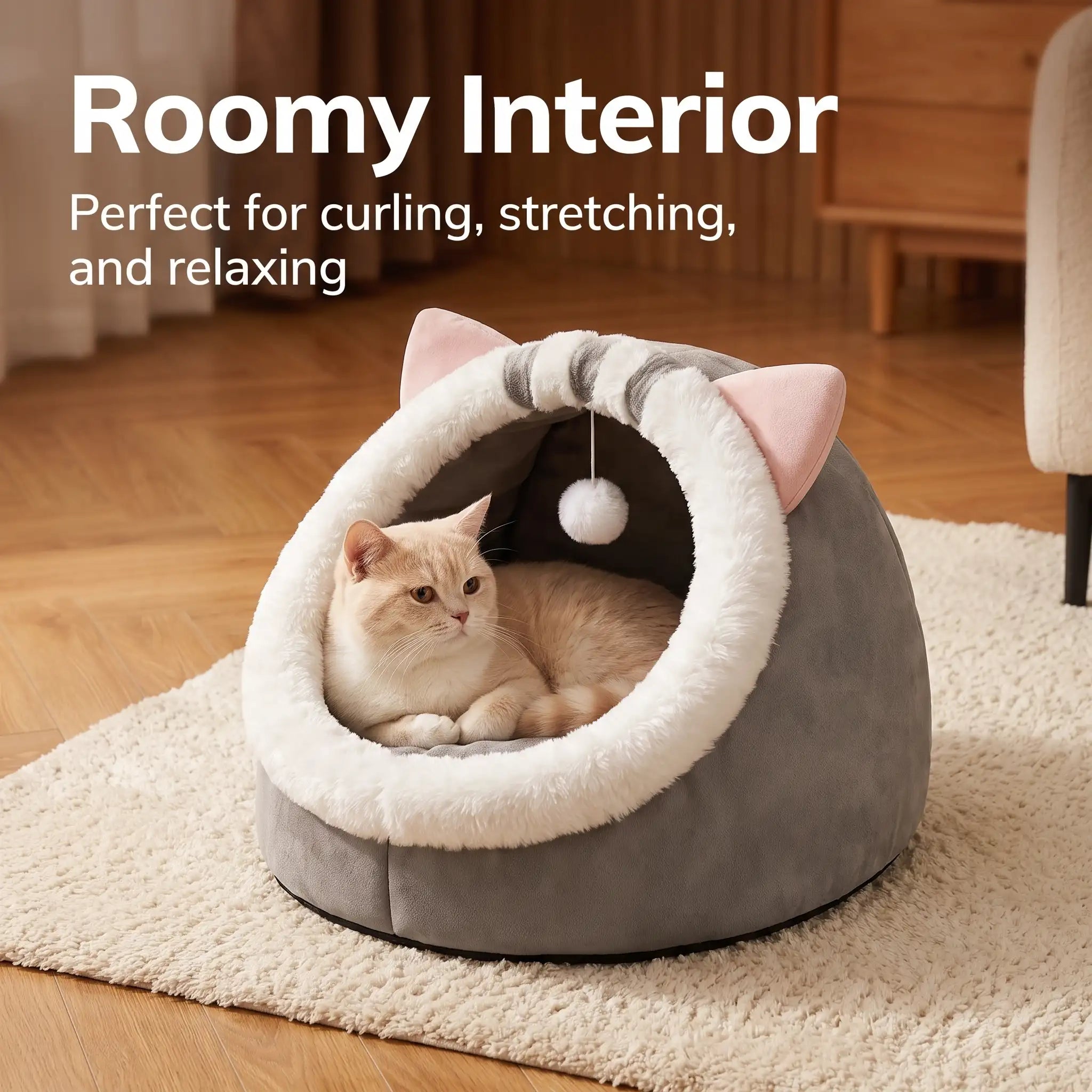 MEOWTIFY Cat Ear Cave Bed – Spacious Interior