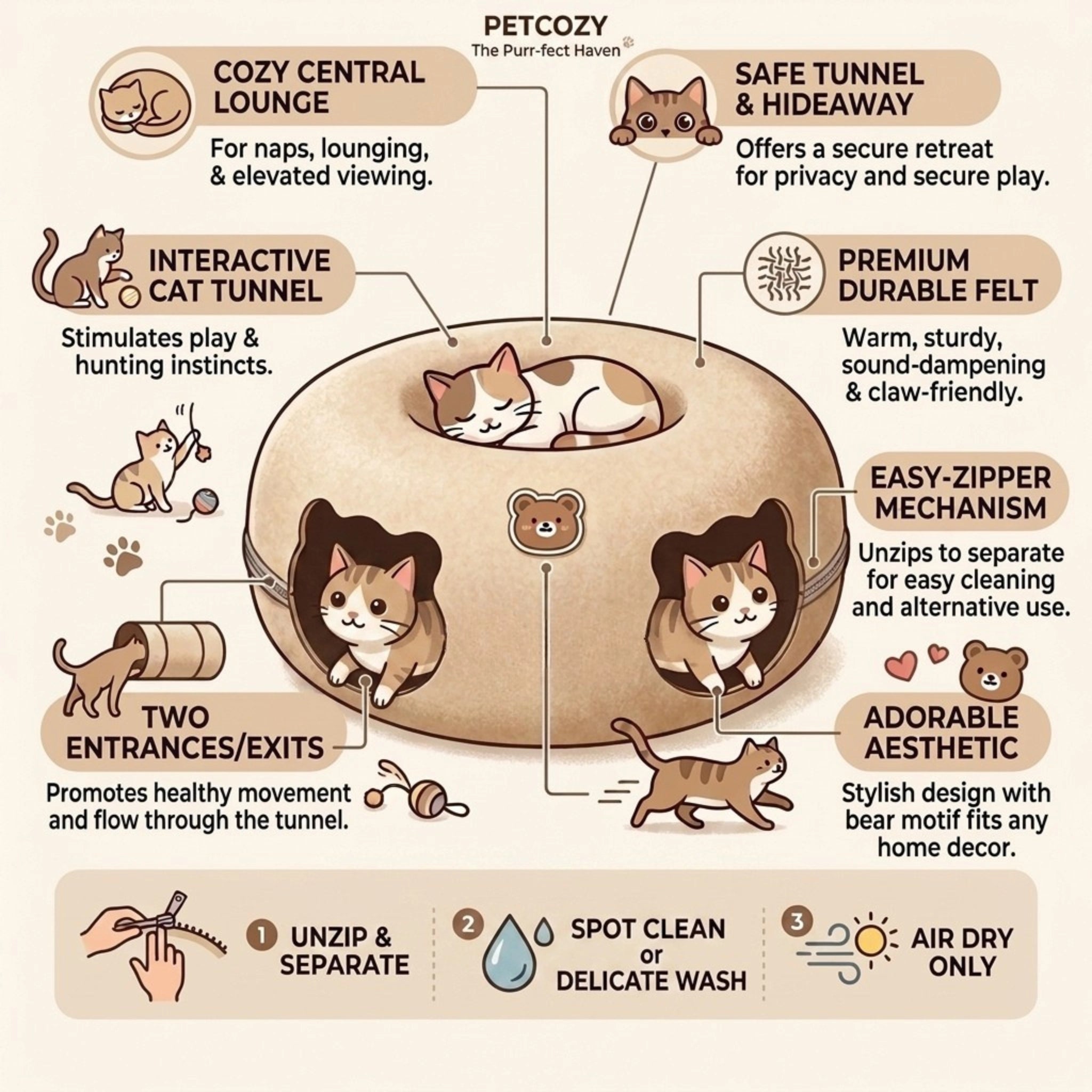 Mewtify Peekaboo Cat Cave, Interactive Cat Bed and Tunnel