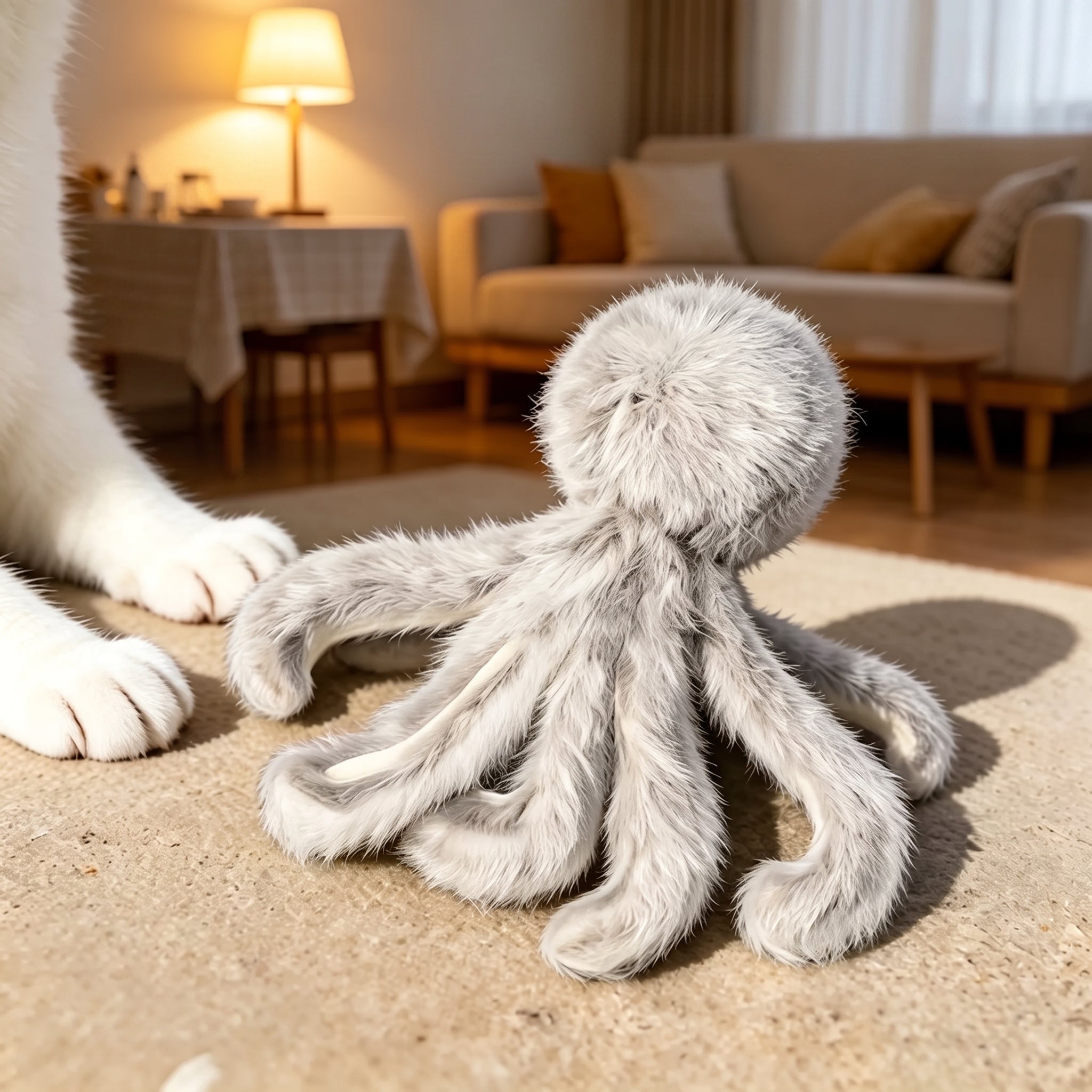MEWTIFY Fluffy Faux Fur Octopus Cat Toy